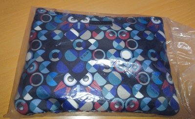 全新FURLA 長榮航空聯名貓頭鷹藍色色塊設計過夜包盥洗包(可做為隨手包,手拿包,化妝包都好用)