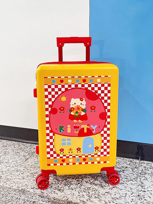 ＂行李箱＂種太陽吧 原創可愛印花行李箱女KT貓蘑菇旅行箱登機箱拉桿箱24寸
