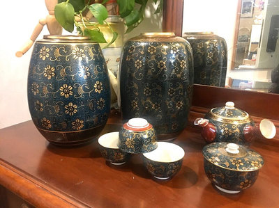 日本原產九谷青粒花瓶 青粒仙龍款急須壺，茶具