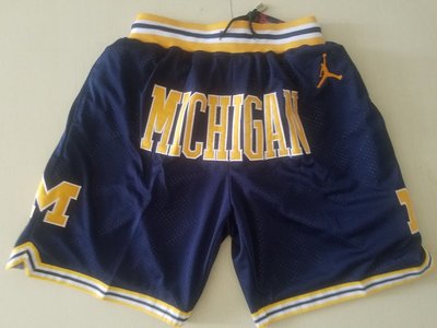NBA密西根大學狼獾隊  復古籃球褲  深藍色