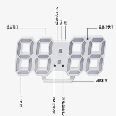 熱銷 -現貨 INS韓風學生桌面裝飾電子時鐘LED數字掛鐘3D立體鬧鐘臥室壁掛鐘
