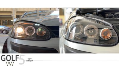 小傑車燈精品-全新 VW 福斯GOLF 05 06 07 08 年 GOLF 5代 上燈眉 黑框 光圈魚眼 大燈 頭燈
