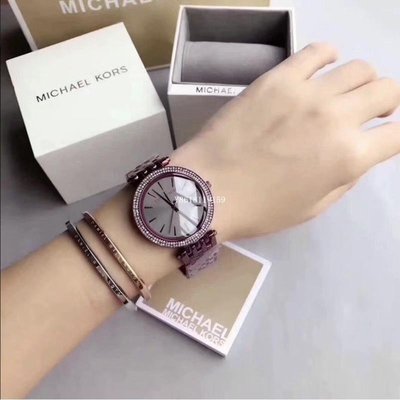 Michael Kors手錶 MK3554薄型晶鑽腕錶不鏽鋼錶帶腕錶/女錶/質感紫灰/正品