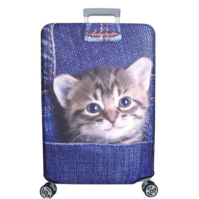 【巧婦樂】新一代 牛仔口袋貓行李箱保護套(29-32吋行李箱適用)一個