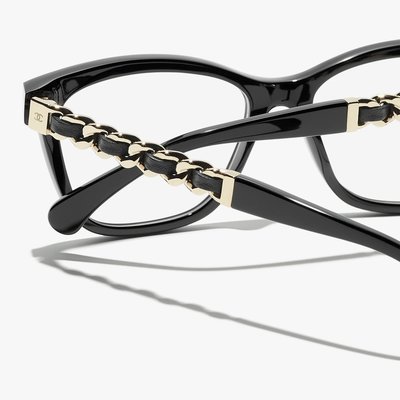 CC Collection 代購 Chanel 22春夏 經典雙C Logo小牛皮鏈腿方框光學眼鏡／鏡架