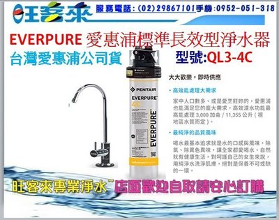 【公司貨】EVERPURE 愛惠浦 標準長效型淨水器(QL3-4C)含安裝→分期付款0利率→自取另有優惠