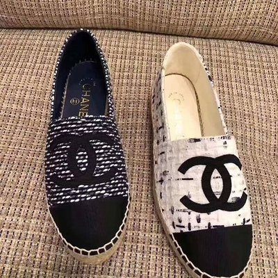 Chanel 小香鉛筆鞋 G29762 New Espadrilles 單寧 CC 休閒鞋 黑/白 