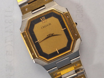 1980s CREDOR (貴朵) 型號 9570-5210 14K表圈 18k/SS錶帶 石英驅動 九成新