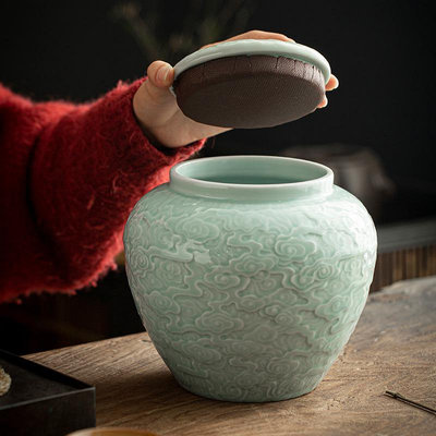 旅行茶具陶瓷茶葉罐祥云大號密封罐家用綠茶紅茶普洱龍井儲存罐防潮存茶罐