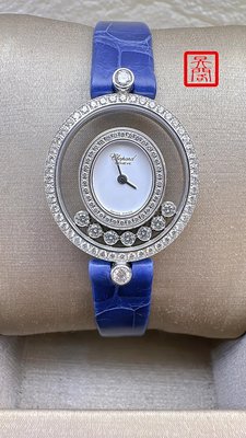 『昱閣』可刷卡分期 新款錶扣~ Chopard蕭邦Happy Diamonds快樂鑽18K白金原鑲鑽框24mm石英女錶