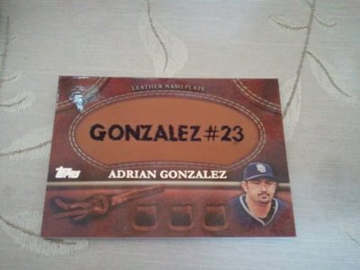 2011 MLB TOPPS SERIES ONE ADRIAN GONZALEZ LEATHER NAMEPLATE MGL-AG