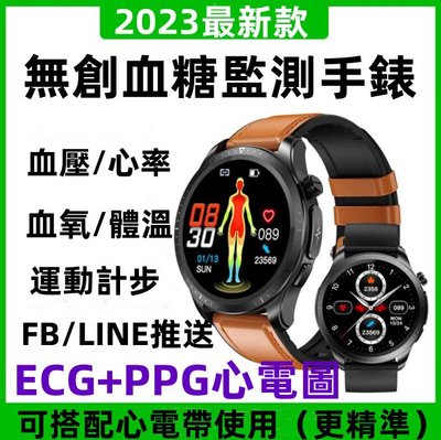 新款E420智能手錶無創血糖監測 ECG+HRV心電圖管理心率血壓血氧體溫睡眠監測大屏運動手錶 訊息推送 智慧手錶