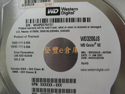 【登豐e倉庫】 YF509 WD3200JS-60PDB0 320G SATA2 硬碟