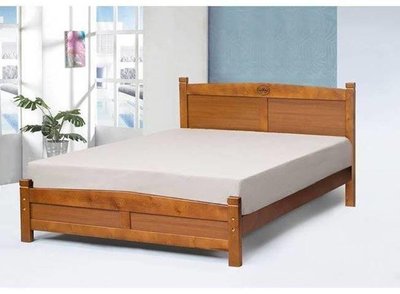 【萊夫家居】SN-308-2：淺胡桃5尺雙人床【台中家具】床架 床台 松木實木 台灣製造 鋼骨 床板高度可調