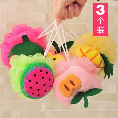 彩色水果造型沐浴球搓澡球 成人兒童搓澡巾 可愛浴花浴擦沐浴用品~特價