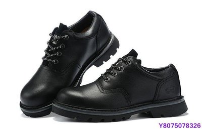 CAT卡特 男鞋 時尚潮流 工裝鞋 復古低幫戶外休閒皮鞋 百搭舒適 防滑耐磨 黑色