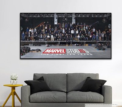 漫威鋼鐵蜘蛛俠海報客廳沙發掛畫復仇者聯盟布紋膜玻璃加框裝飾畫