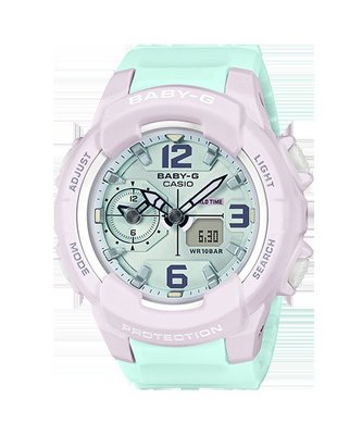 【金台鐘錶】CASIO 卡西歐 BABY-G 粉嫩輕柔混搭配色 (粉紫X粉藍) BGA-230PC-6B
