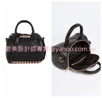 限時特價 全新正品 Alexander Wang Mini Rockie Bag 經典水桶圓型铆釘包 黑色玫瑰金扣