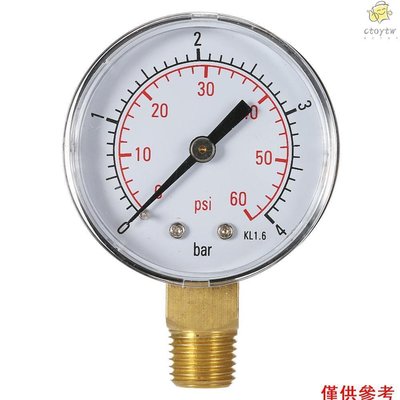 0~60psi 0~4bar 50mm 1/4"壓力計 壓力錶 雙刻度指針液壓表 TS-50-4bar-新款221015