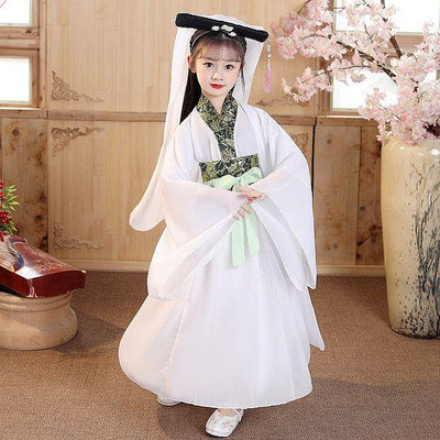 【小點點】夏季 上新 白娘子同款兒童表演服 中國風白素貞服裝 超仙女童漢服 古著