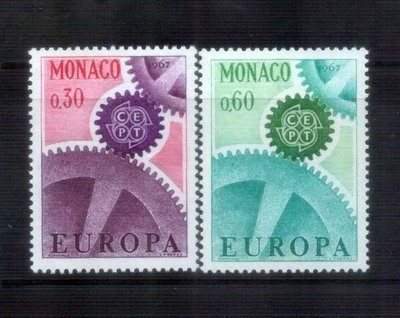 【珠璣園】E027 歐洲郵票 - 摩納哥 1967年 歐盟 新票  2全