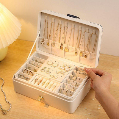 首飾收納盒項鏈耳環釘手鐲黃金飾品珠寶手表盒批發多層大容量雙層