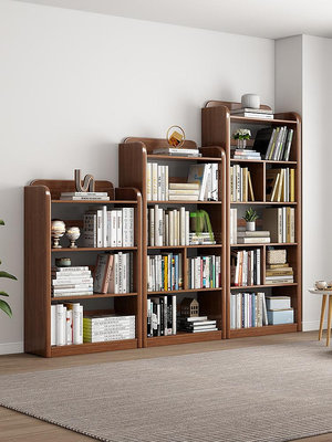 書櫃 書架落地置物架一體靠墻自由組合實木學生書本閱讀架家用書柜