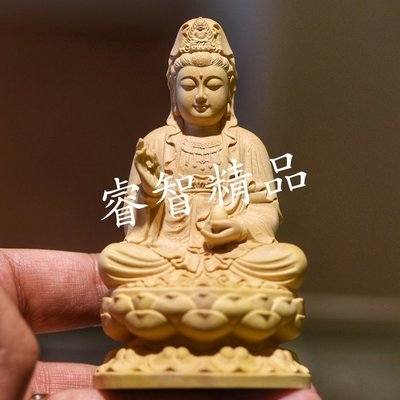 佛藝館 南無觀世音菩薩 觀音菩薩 法像莊嚴 木雕擺件 黃楊木（GA-2708）