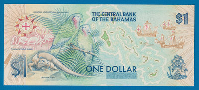 [珍藏世界]巴哈馬1992年1元紀念鈔P50全新品相