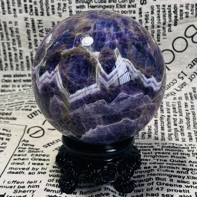W28天然紫水晶球擺夢幻紫色水晶居家飾品，原石打磨，隨手一拍 水晶 擺件 文玩【天下奇物】1642