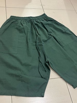 男/女可穿麻紗短褲綠色