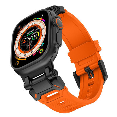 適用蘋果手表789機械風不銹鋼表帶 iwatch Ultra 49mm運動腕帶潮