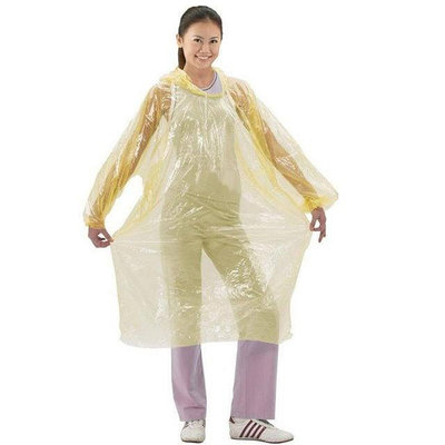 【雨衣 輕便雨衣】(50件一起賣)黃色 長袖型 連身雨衣 雨衣一件式 拋棄式雨衣 一次性雨衣 成人雨衣【安安大賣場】