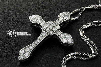 順順飾品--鑽石墜子--日本製造18K金藝術十字架鑽石墜子┃共1.64ct.白K金