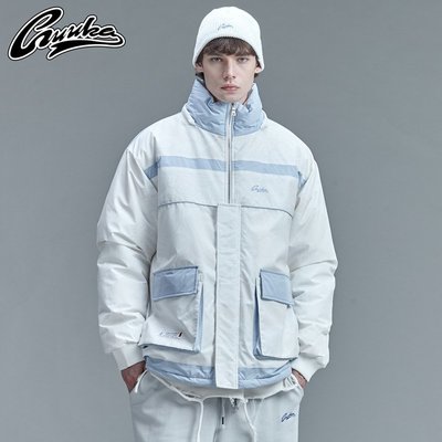 GUUKA潮牌多袋工裝棉服男冬季 學生嘻哈溫控變色拼接棉衣外套寬松