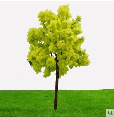 【微景小舖】黃綠色模型樹(單入)DIY建築沙盤建築模型材料 場景製作模型樹 建築模型材料 沙盤模型 鐵絲樹 配景樹