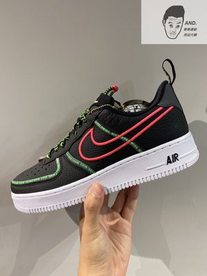 【AND.】NIKE AIR FORCE 107 黑白 紅綠 串標 皮革 板鞋 休閒 穿搭 男鞋 CK7213-001
