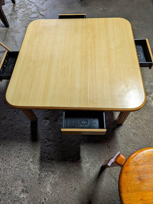 【銓芳家具】日式木質和室桌 麻將桌(有抽屜) 矮桌 長90*寬90*高40cm 四方桌 餐桌 茶几 書桌 電腦桌 桌遊桌
