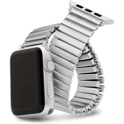 森尼3C-不銹鋼彈力錶帶於apple watch 6 SE 5 果錶帶簡約40mm 44mm 38mm 42mm金屬錶帶-品質保證