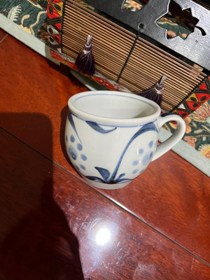 日本中古咖啡杯 梅字款 梅山窯 青花咖啡杯