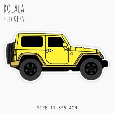 【P735】單張PVC防水貼紙 黃色吉普車貼紙 可愛汽車貼紙 露營貼紙 行李箱貼紙《同價位買4送1》ROLALA