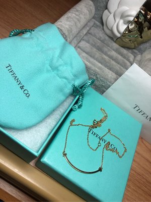 Tiffany&Co 18黃k金 小微笑 二手 鎖骨 項鍊