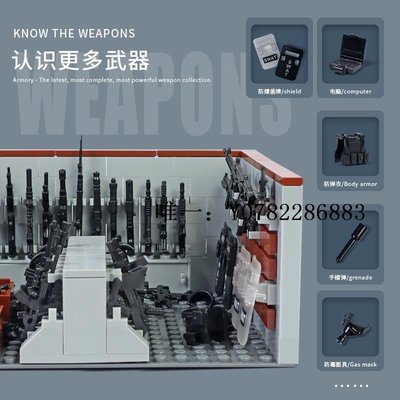 玩具兼容樂高MOC小顆粒積木拼裝玩具軍事系列場景武器房槍械房軍火庫拼裝玩具