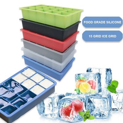 食品級15格方形硅膠冰格製冰模具 DIY冰塊模具矽膠 製冰盒 創意凍冰塊盒 家用高質量冰塊格