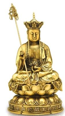 純銅地藏王菩薩擺件銅佛像佛教神像娑婆三聖黃銅 7094c