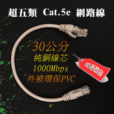 CT5-19 純銅芯 Cat.5e 高速網路線 30cm 最高速率 1G 兩端網路接頭已接 穩定傳輸 適交換機網路分享器