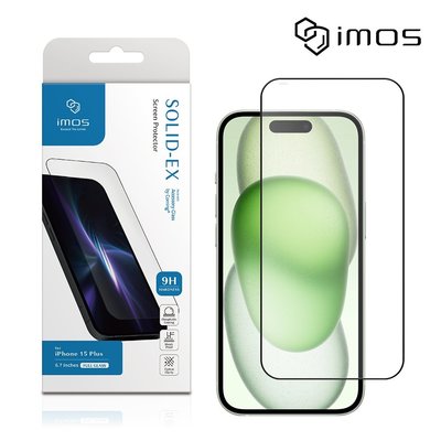 現貨免運【IMOS】iPhone15 Plus 9H (2.5D高透) 超細黑邊滿版康寧玻璃保護貼 現貨