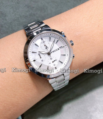 CITIZEN星辰錶集團 WICCA【週年慶優惠】 時尚3眼腕錶 白色X珍珠母貝錶盤設計