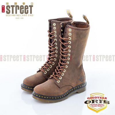 【街頭巷口 Street】ORIS 女款 時尚高質感 馬丁式工法14孔 女中筒靴 SB15797C03 咖啡色